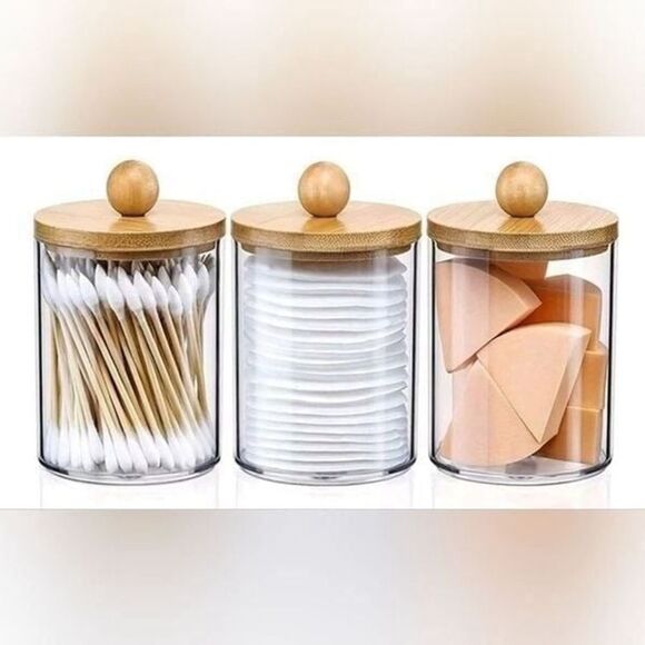 3 pc. Wooden Lid Storage Cup Set NWT - Picture 3 of 8